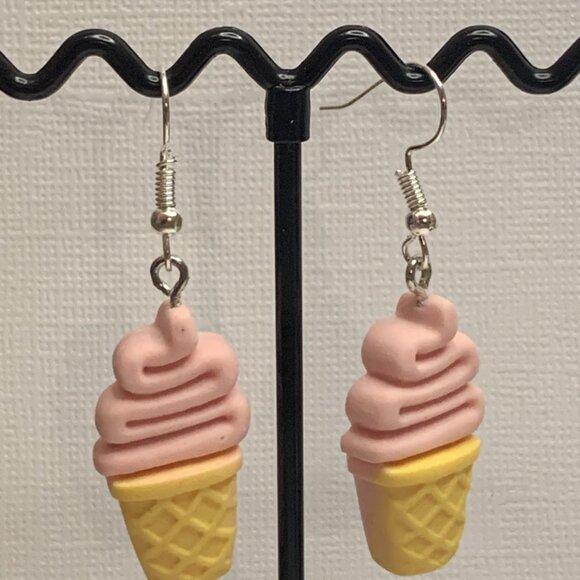 Ice Cream Cone Earring, Ice Cream Earring, Funny Food Earring, Gift Idea, Cone - Picture 5 of 7